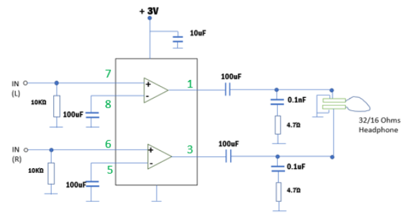 TDA2822M Low-Cost Application in Portable Players