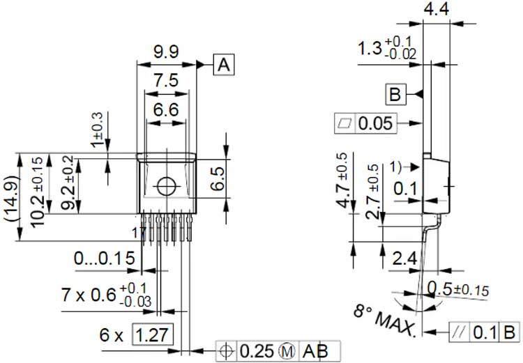 BTS7960B 2D Models and Dimensions