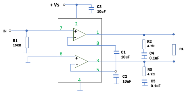 TDA2822M Test Circuit (Bridge)