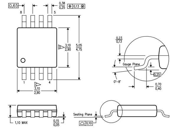 INA333 2D Model and Dimension