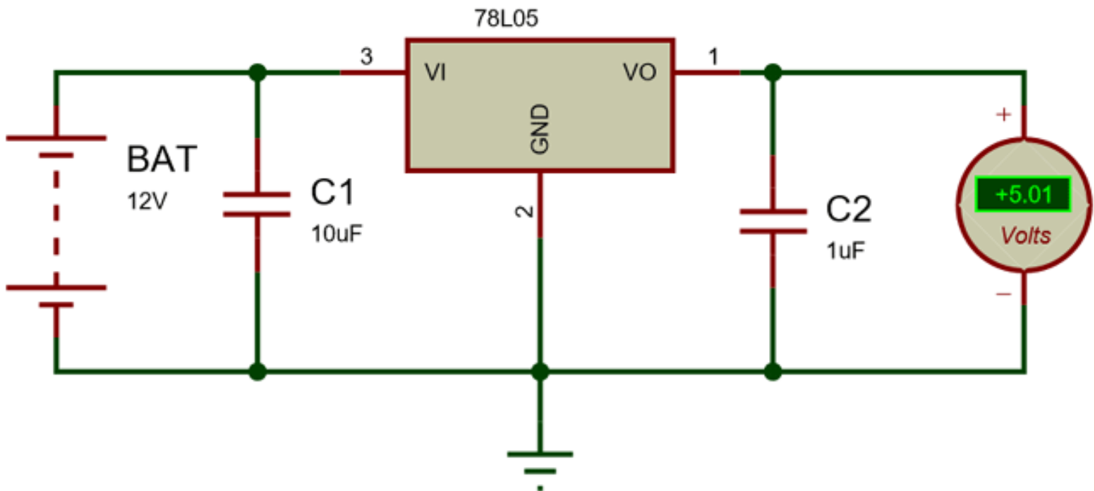 Circuit using 78L05 Voltage Regulator